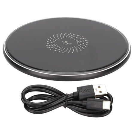 15W Hurtig Trådløs Oplader med 1m Type C Kabel Ren Kobber Spole Opladningsplade