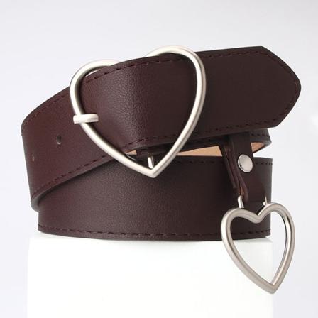 Kvinner Belter Kjærlighet Hjerte Pin Spenne Belte Enkelt Mote All-Match Kvinners Hjerte Hengende Dekorasjon Kvinners Belte Brown 3.5cm*105cm