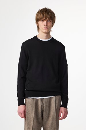 NN.07 Ted 6605 Pullover Herren Schwarz Merinowolle