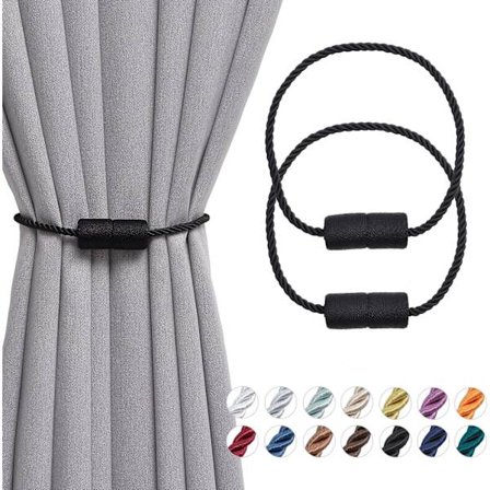 2-pak magnetiske gardinholdere, håndlavede vævede sidebånd til gardiner til hjemme- og kontorvinduesgardiner