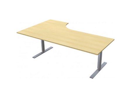 LANAB DESIGN Skrivbord El Höger 200x120cm björklaminat/grå - Lyreco - Kontorsmöbler och inredning - Bord och hurtsar - Skrivbord - Höj/sänkbar