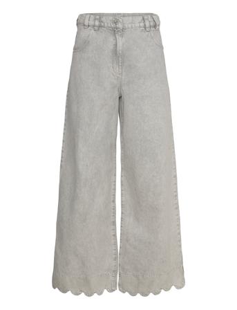 Loose Fitted Pant With Scallop Edge Bottoms Jeans Wide Grey Stella Nova