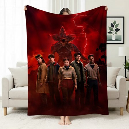 Stranger Things 5 Fleecefodrad Varm Filt, Stranger Things-tema Filt för Tupplurar, Flanellfilt, Specialtillverkad
