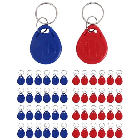 50 stk 125 Khz Proximity ID-kort RFID Nøkkelbrikke Adgangskontroll Nøkkel for Døråpning Adgangskontrollsystem blå, rød