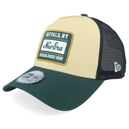 New Era - Zelená trucker Kšiltovka - Patch Buffalo NY Canvas Dark Green/Vegas Gold/Black A-Frame Trucker @ Hatstore