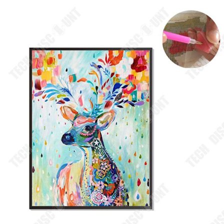 Diamantmålning - TECH DISCOUNT - Färgglad älgmönster - Vattentät duk - Kreativ gåva - 5 år och äldre