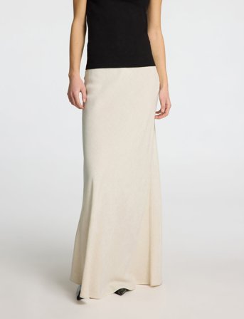 Selected Slfviva-Lena Hw Ankle Sun Skirt - Cream - 42