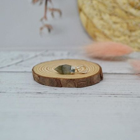 Litet hackspett silverpläterat hänge - Naturstenar - Labradorite Multi