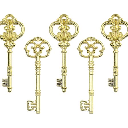 Blandad uppsättning av 20 extra stora skelettnycklar i antik brons - Set med 20 nycklar (2 stilar) - 3 1/4" nycklar