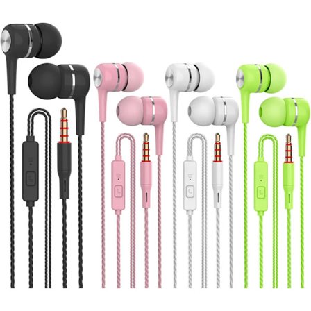 VPB Heavy bass Earphone Color Call med mikrofon Stereo Earbud hörlurar blandade färger (svart + vit + rosa + grön 4 par)