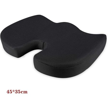Ortopædisk sædehynde til halebenet, fremstillet af optimeret visko-memoryskum (sort)