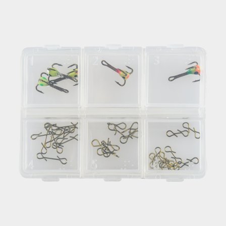 Esche per la pesca invernale iFish Persico, scatola con ami luminosi, snappers & finnhakar