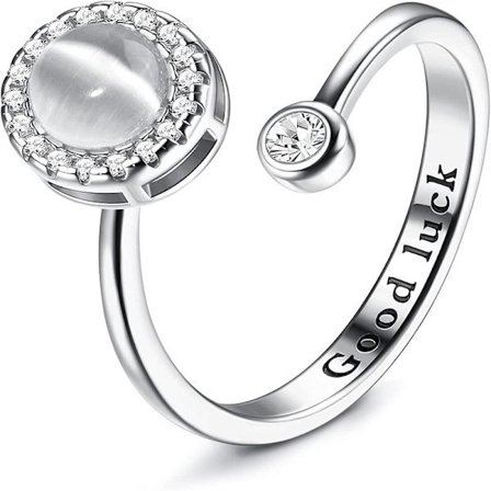 925 Sterling Sølv Fidget Angst Ring - Owlhole Sten Roterbar Spinner Ring