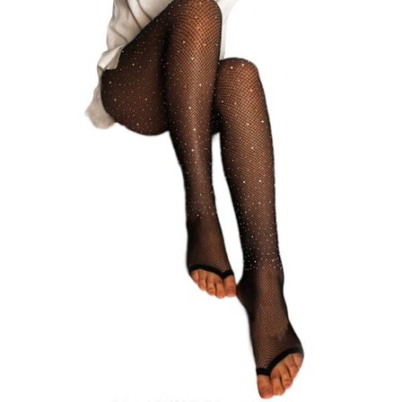 Profesjonell Latin Dans Diamant Strømpebukse Kvinner Sexy Åpen Tå Fiskenett Strømpebukse