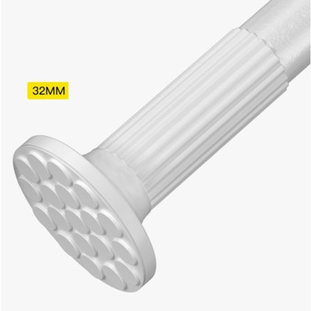 Teleskopisk stång utan håltagning, balkongtork, duschdraperi, gardinstång (frostad vit)