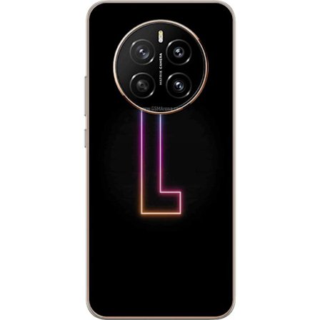 Yhteensopiva Puhelinkuori Honor Honor Magic7 Minimaalinen neonkirjain L pehmeästi vaihtuvassa värivalossa mustaa taustaa vasten, puhdas graafinen es