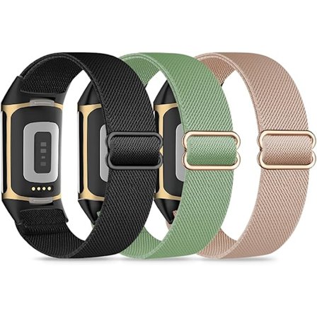 Elastiske armbånd, kompatible med Fitbit Charge 5/Fitbit Charge 6 armbånd for menn og kvinner, pustende og justerbare
