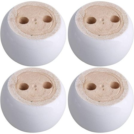 4 cm höga vita runda trämöblerben med 6,7 cm diameter, bärfötter 100 kg viktlyftare för soffor sängar skåp bord 4-pack