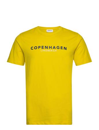 Copenhagen Print Tee S/S T-shirts Short-sleeved Gul Lindbergh*Betinget Tilbud