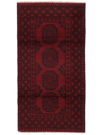 Alfombra Oriental Afghan Fine 100X193 Negro/Rojo Oscuro (Lana, Afganistán)