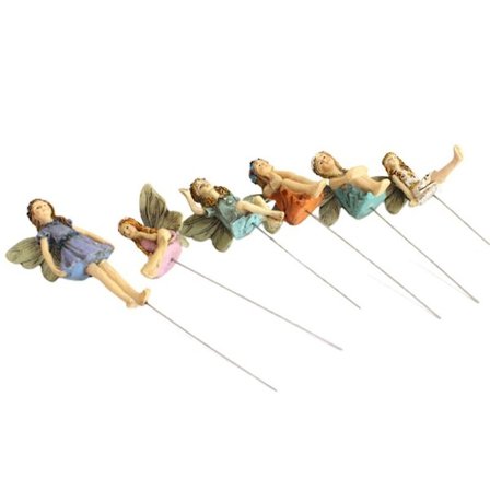 Farfi 6 stk miniatyrfigurer vakre falmingsfrie levende utendørs fehage fehagedekorasjon for utendørs bruk