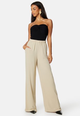Pieces Flore HW Wide Pants White Pepper Klær