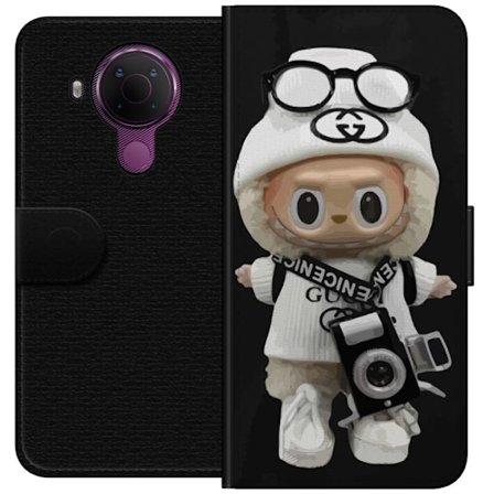 Yhteensopiva Lompakkokotelo Nokia Nokia 5.4 Tyylikäs muotoilijafiguuri kameralla ja katutyyliä, leikkisä keräilyfiguuri trendikkäässä kaupunki-