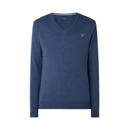 Gant, Pull Col V Blauw, Heren, Maat:S