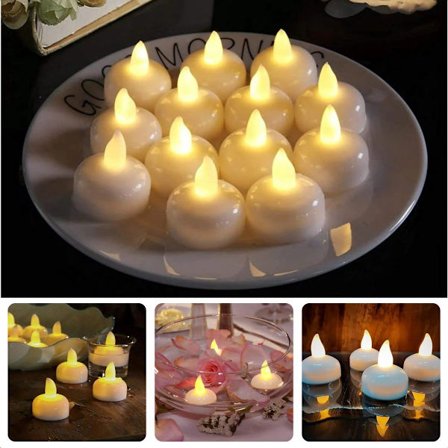 LED Flytende Lys Sett med 12 Vanntette Elektriske Telys med Batteri Kompatibel med Philips Plast LED Lys