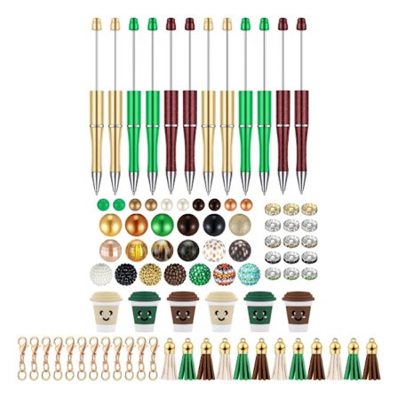 99 st Pärlpennor med Hantverkspärlor, Vridbara Karbinhakar och Färgade Tofsar för DIY Hantverk Julklapp