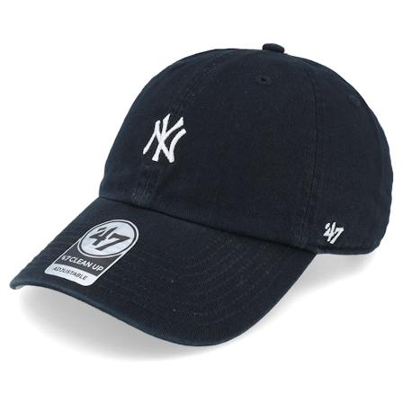 47 Brand - MLB Svart unconstructed Caps - New York Yankees Base Runner Clean Up Black/White Adjustable @ Hatstore