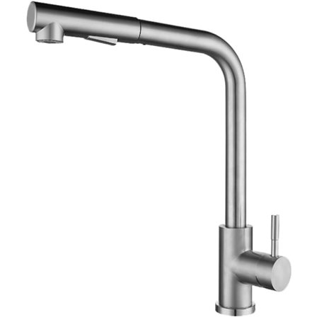 Mattsvart köksblandare i rostfritt stål - seven szs - med utdragbar spray - enkel