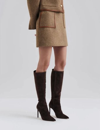 Malina Andine Dressed Wool Mini Skirt - Beige - 40