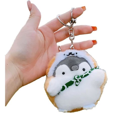 Valentine plys nøgleringe kawaii nøglering små plysdyr, Corgi pingvin, søde nøgleringe til rygsække, kawaii dyr. (gul-Corgi pingvin)