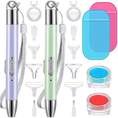 2 stk. Diamantmaleri LED-borpenne med 2 lystilstande