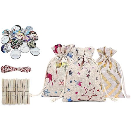 DIY Julekalenderpose med klistremerker - Fyllbare poser