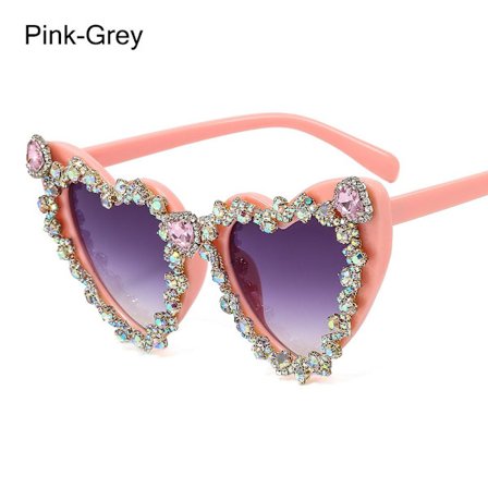 Hjärta Solglasögon Diamond Solglasögon ROSA-GRÅ Pink-Grey