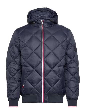 Diamond Quilted Hooded Jacket Vuorillinen Takki Topattu Takki Navy Tommy Hilfiger