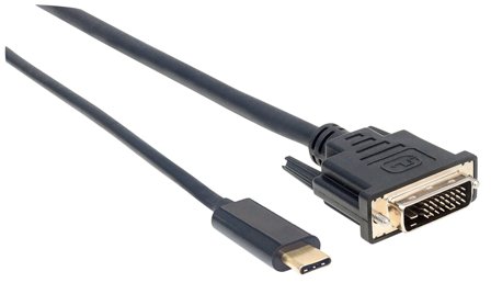 Manhattan MH Cable, USB Type-C-Male/ DVI-Male, 2m, Black, Polybag
