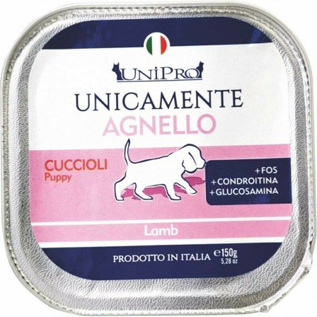 Unipro Unicamente Agnello Cibo Umido Cani Cuccioli Vaschetta 150g
