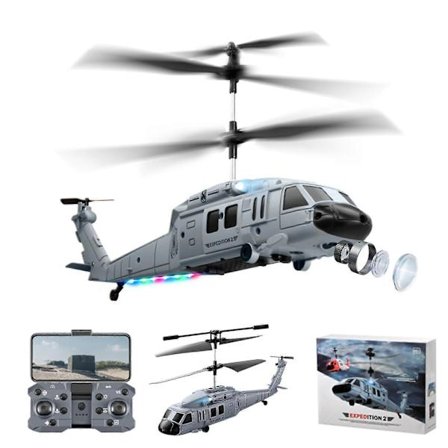 Fjernstyrt helikopter med hindringsutvikling med 1080p kamera, 2,4 GHz 3,5 kanals RC helikopter med LED S, nøkkelstart og landing, høydehold, s