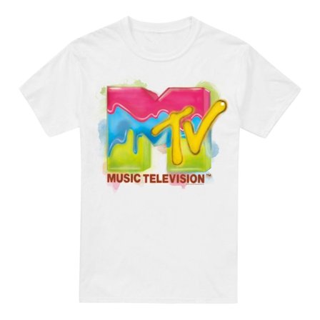 MTV Herr Paint Logo T-Shirt S Vit