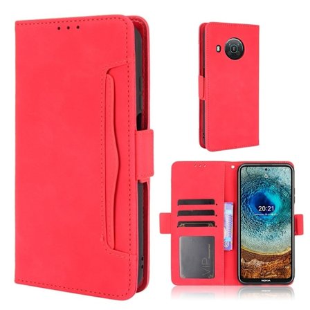 Nokia X10 / Nokia X20 moderni nahkainen lompakkokotelo - Punainen