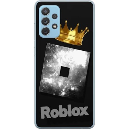 Kompatibel Mobilcover til Samsung Samsung Galaxy A72 5G Minimalistisk sort og sølvfarvet Roblox-symbol med gylden krone og luksuriøs gamer-æstetik