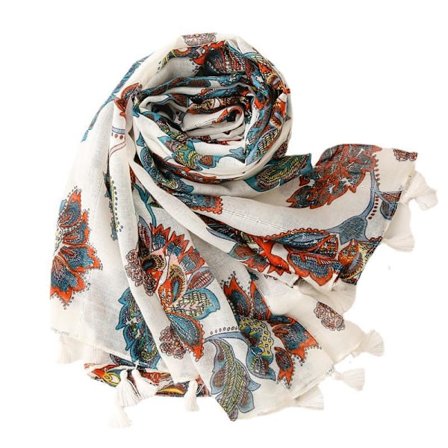 Mote hodeplagg, dame wrap tynn sjal retro floral dusk sjal skjerf skjerf
