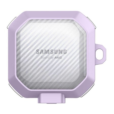 Samsung Galaxy Buds2 Pro / Buds2 / Buds Pro / Live kolfiberfodral med lås - Transparent Ljuslila