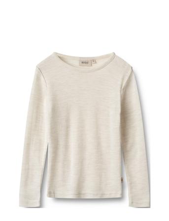 Wool T-Shirt L/S Alfie Tops T-shirts Long-sleeved T-Skjorte Cream Wheat