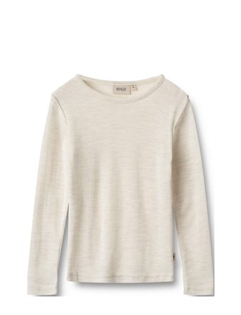Wheat Wool T-Shirt L/S Alfie - Cream - 122
