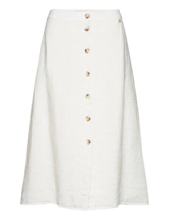 Nathalie Linen Skirt Knälång Kjol Vit Morris Lady