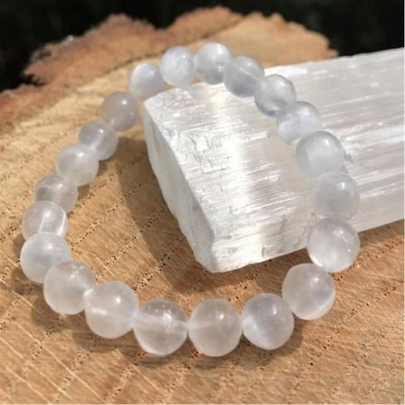 8mm Natur Selenit Mala Armbånd Reiki Meditation